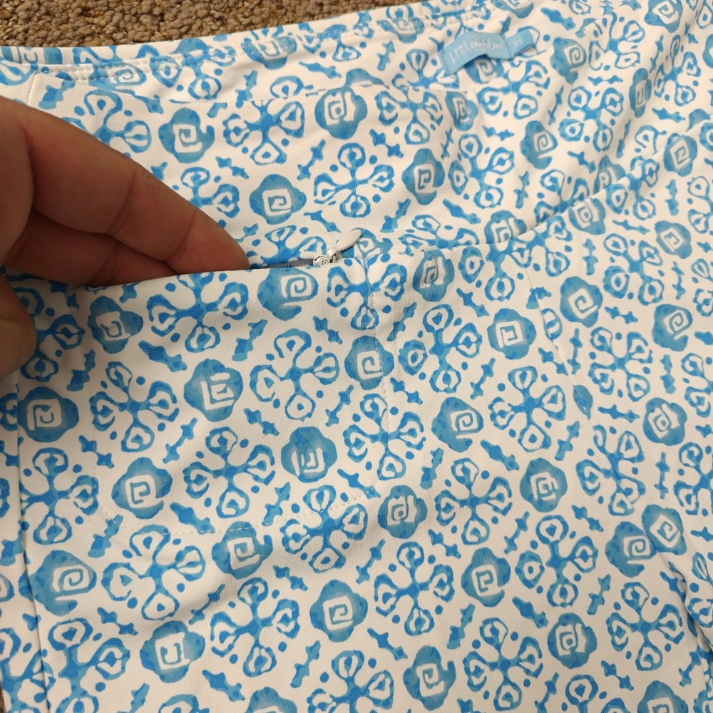 J.McLaughlin Lexie‎ Leggings Womens XS Blue White Geometric Tile Print Cropped - Picture 9 of 14